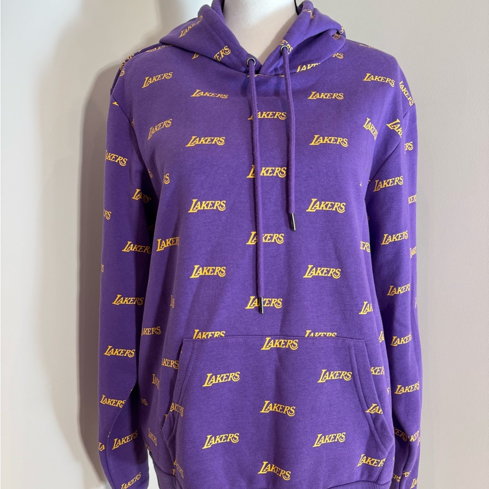 The Wild Collective Los Angeles Lakers Purple All-Over Logo Hoodie Size L